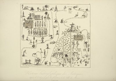 Hieroglyphic History of the Aztecs, from the Flood to the Foundation of the City of Mexico, Illustration from Vues des Cordillères et Monumens des Peuples Indigènes de l